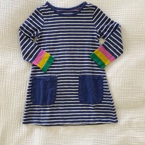 Mini Boden 5/6 Breton Stripe Pocket Dress